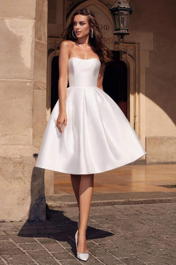 Solid A-line Cocktail Dress XS / White