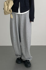 Relaxed Fit Curved Hem Thermal Knit Pants