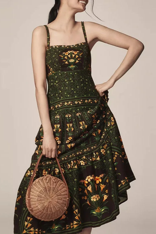 Ethnic Vintage Print A Line Boho Dres