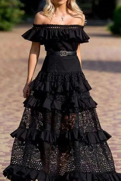 Elegant One-Shoulder Ruffle Boho Dress