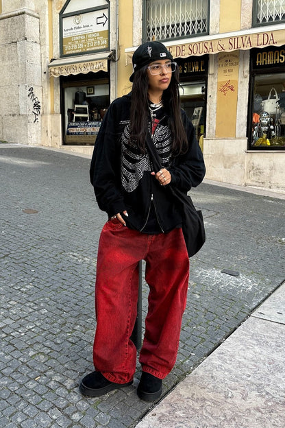 Y2K Gothic Skeleton Rhinestone Hoodie