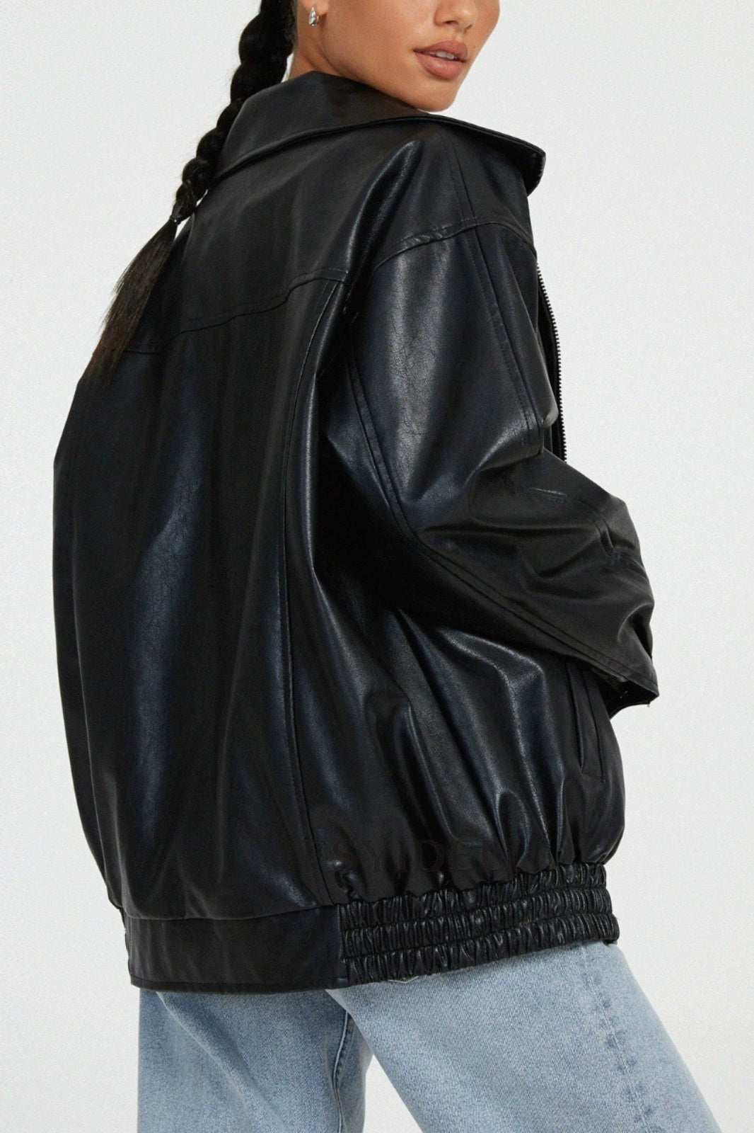 PU Leather Bomber Jacket