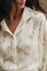 Casual Jacquard Turtleneck Blouse