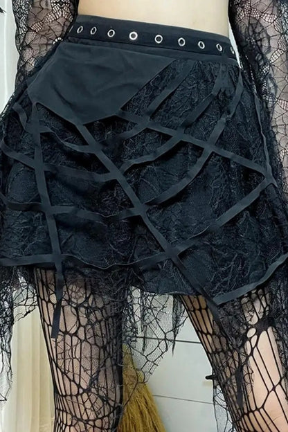 Halloween Spiderweb Tassel Skirt