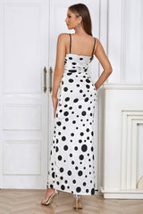 Polka Dot Pleated Cami Maxi Dress