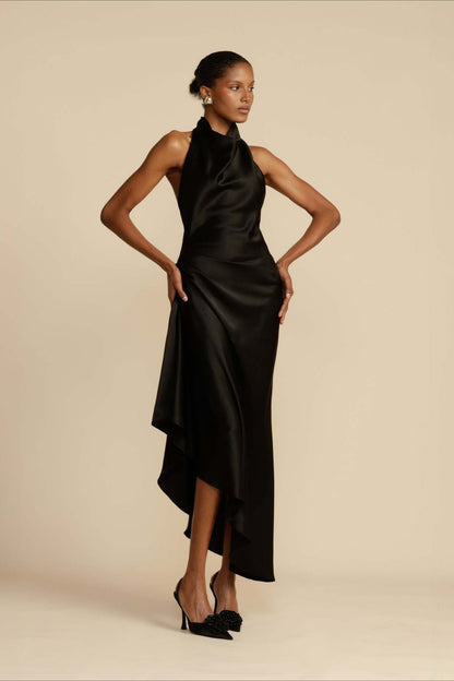 Elegant Satin Slit Backless Party Dress