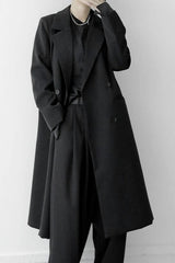 Black Double Breasted Long Blazer Overcoat