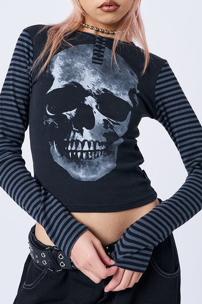 Abstract Skull Stripe T-Shirt