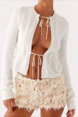 Apricot Sequin Low Waist Shorts