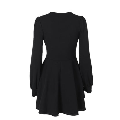 Bloom Skater Dress-Black