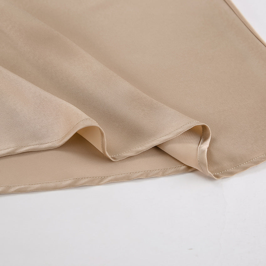 Sleek Satin Skirt - Khaki