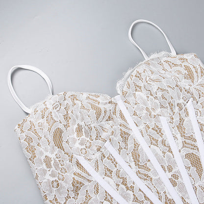 Fringila Asymmetric Dress - White