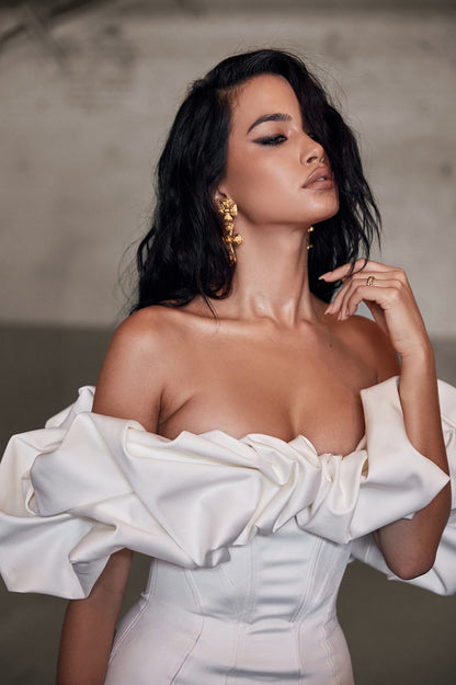 Boned Ruffle Mini Party Dress