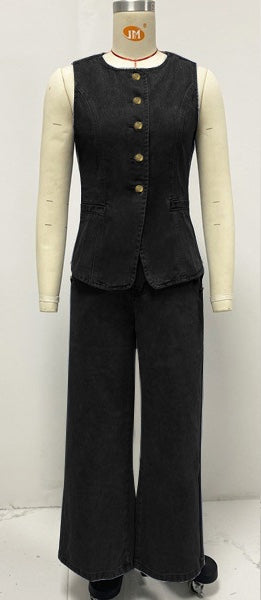 Frenzy Denim Co ord - Black