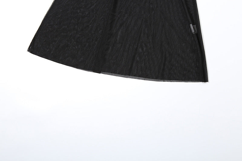 Velvet Crush Sheer Dress - Black