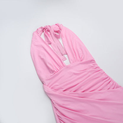 Rosier Slit Dress-Pink