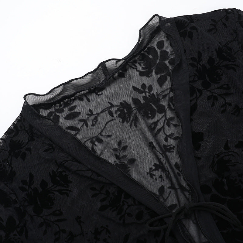 Lace Lovers Tie Up Top - Black