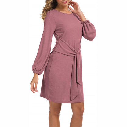 Mithra Tie Front Knit Dress - Dusty Pink