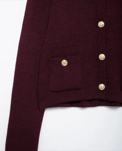 Cropped Knit Pocket Cardigan