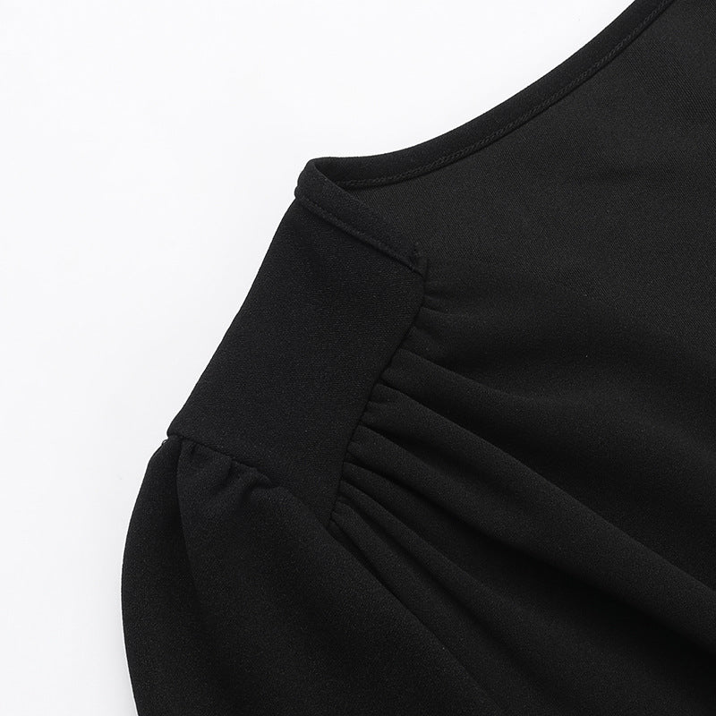 Bloom Skater Dress-Black