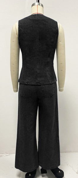 Frenzy Denim Co ord - Black