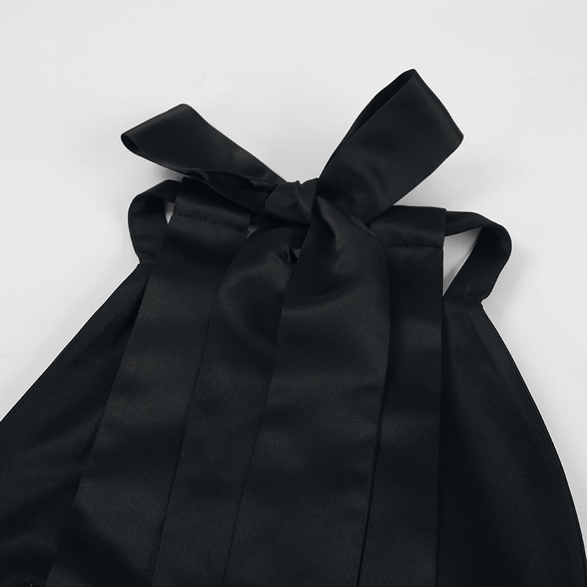 Bow-Gate Mini Dress - Black