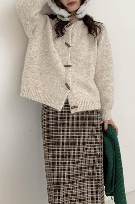 Relaxed Toggle Cardigan Beige / One Size