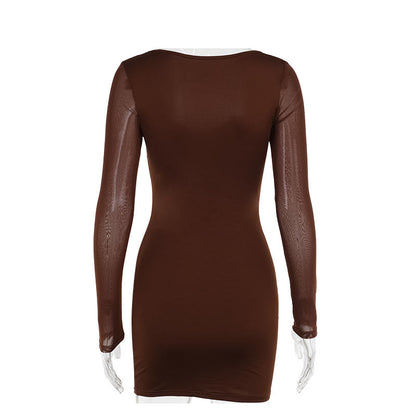 Connie Mini Dress-Brown