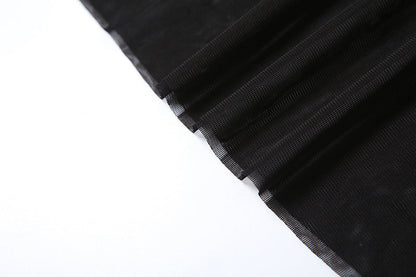 Velvet Crush Sheer Dress - Black