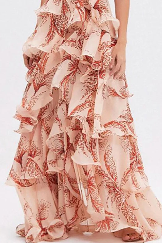 Chic V Neck Pleated Boho Dress