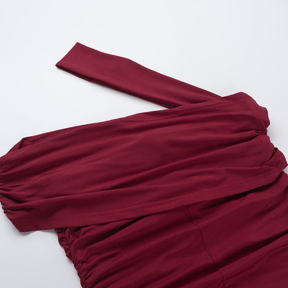 Horres Midi Dress-Maroon