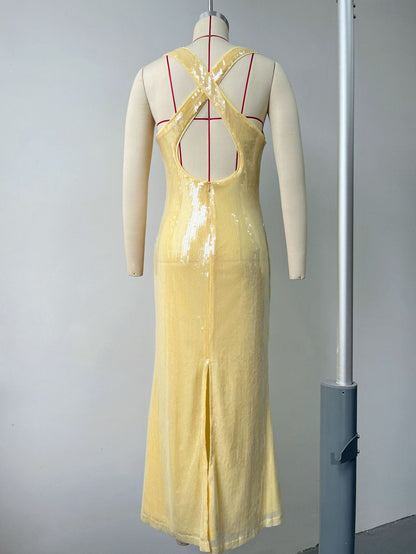 Hexed Bodycon Dress - Yellow