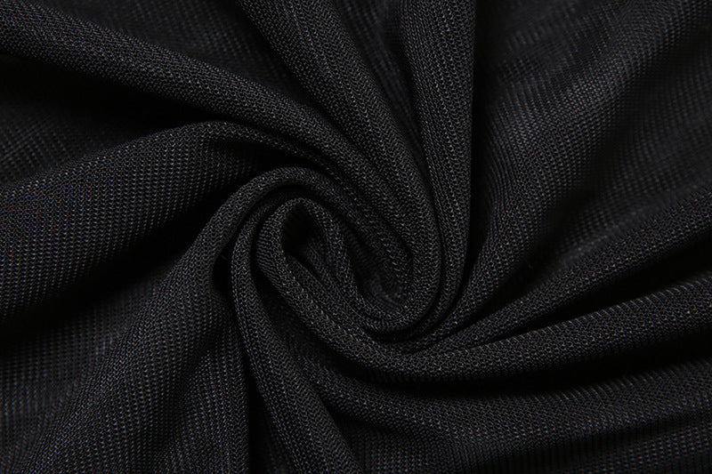 Velvet Crush Sheer Dress - Black