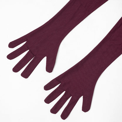 Hudson Maxi Dress With Stole And Gloves - Maroon