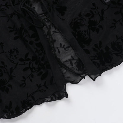 Lace Lovers Tie Up Top - Black