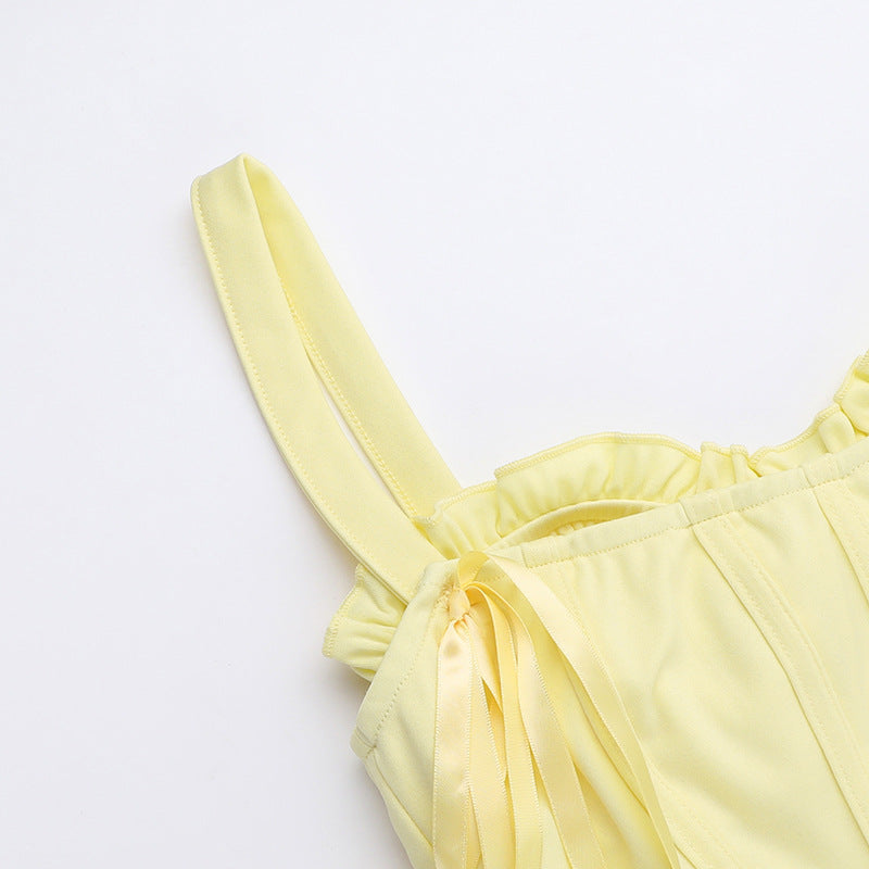 Sunflower Slit Dress-Yellow