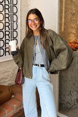 Batwing Sleeve Bomber Jacket S / Green