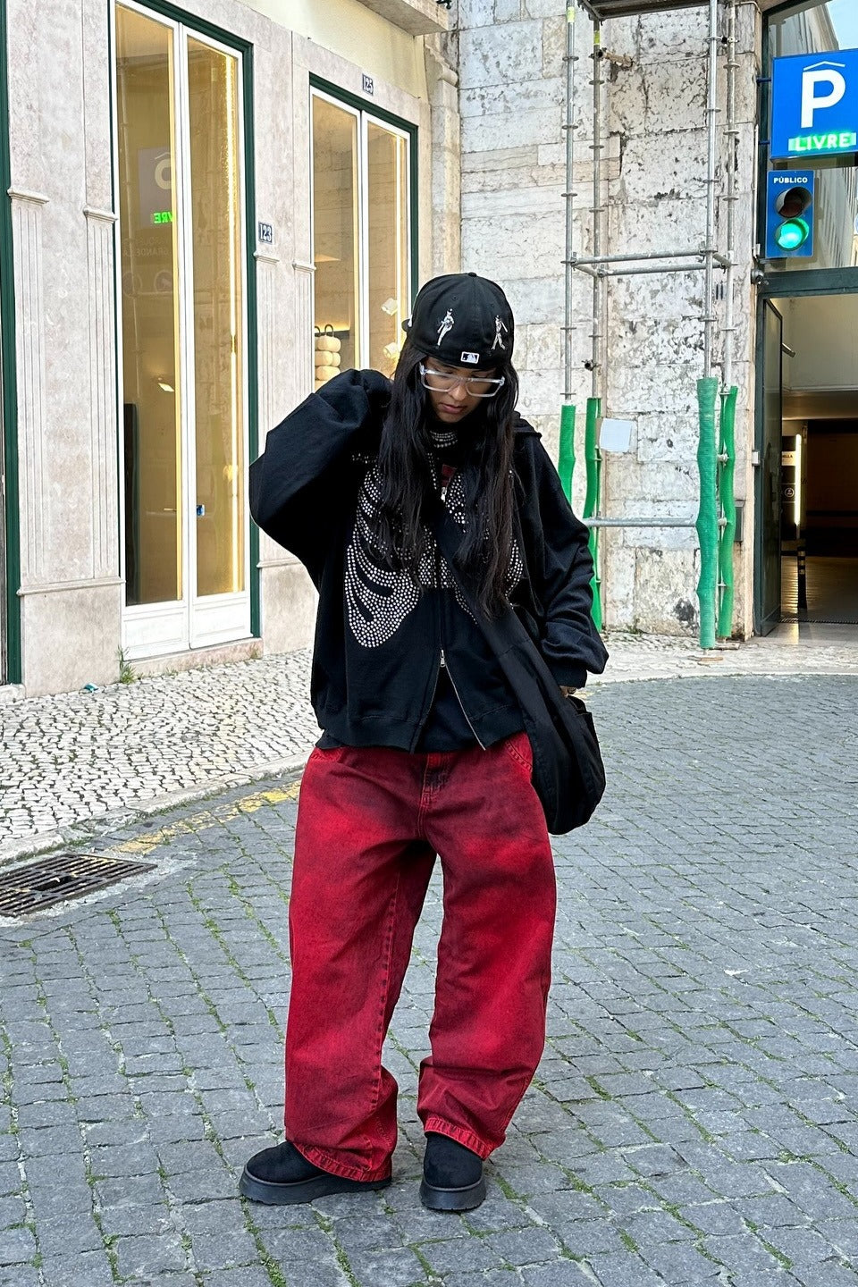 Y2K Gothic Skeleton Rhinestone Hoodie