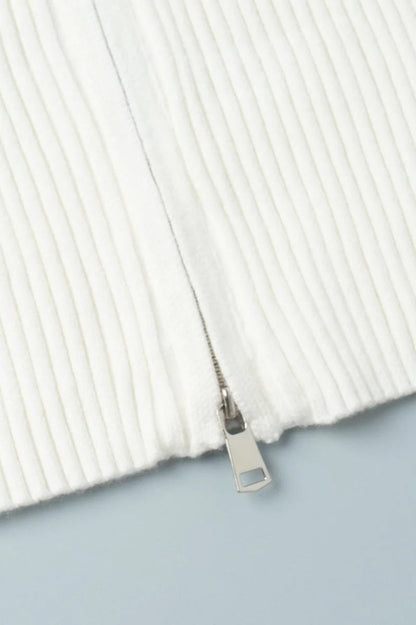 Casual Zip Front Knit Cardigan