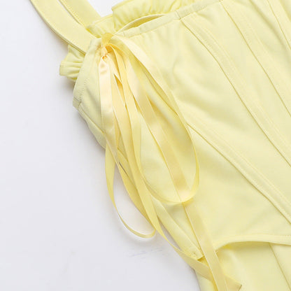 Sunflower Slit Dress-Yellow