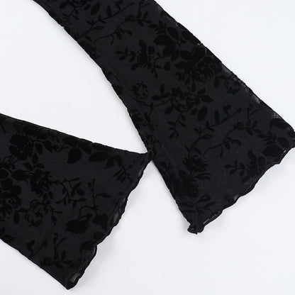 Lace Lovers Tie Up Top - Black