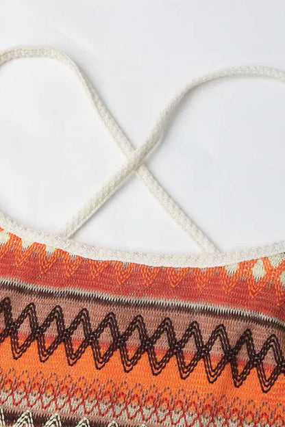 Colorful Strappy Knit Boho Dress