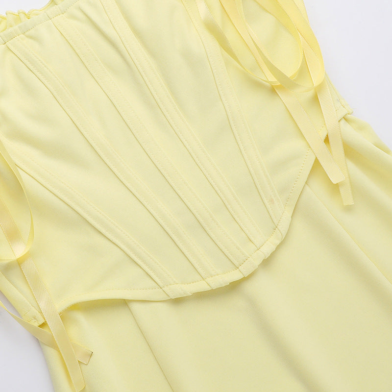 Sunflower Slit Dress-Yellow