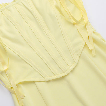 Sunflower Slit Dress-Yellow