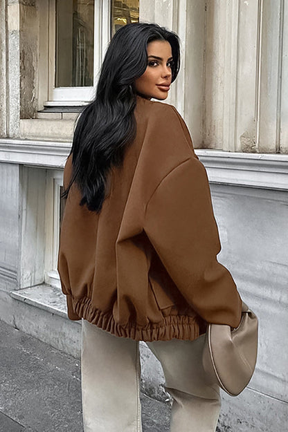 Thick Wool Brown Elastic Hem Coat coats