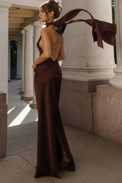 Sexy Satin Backless Sleeveless Party Dress