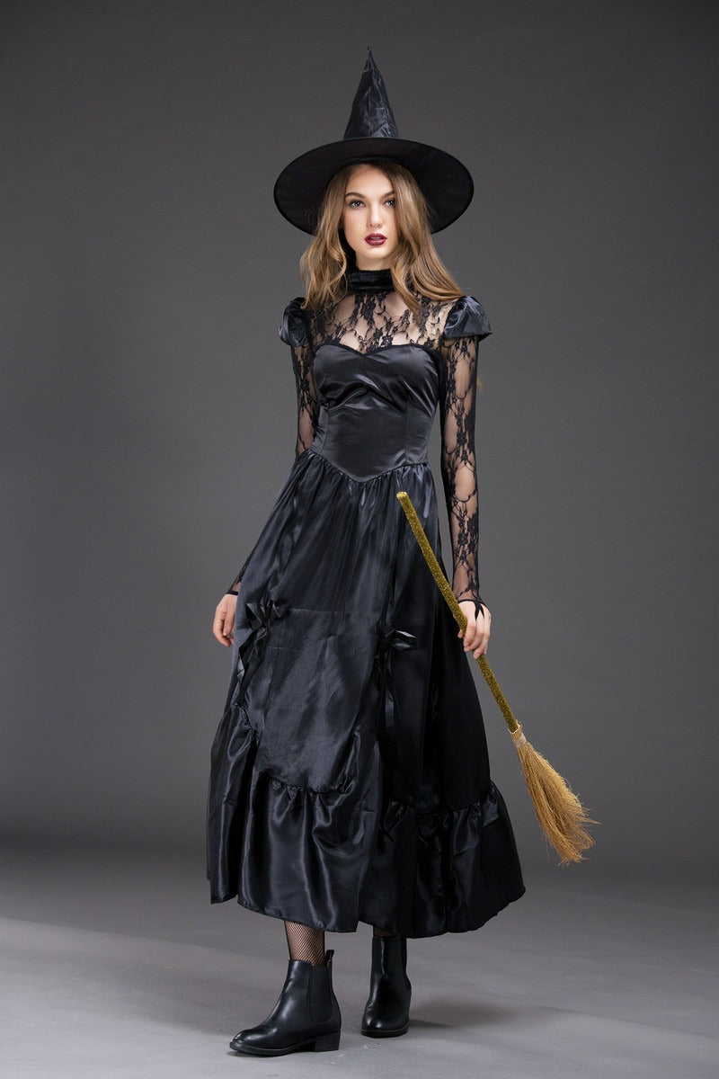 Sexy Black Lace Witch Cosplay Halloween Costume