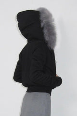 Fur Trim Hooded Zip Waist Jacket