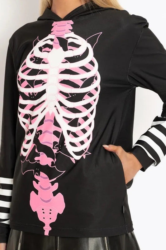 Street Style Bat Skeleton Graphic Hoodie