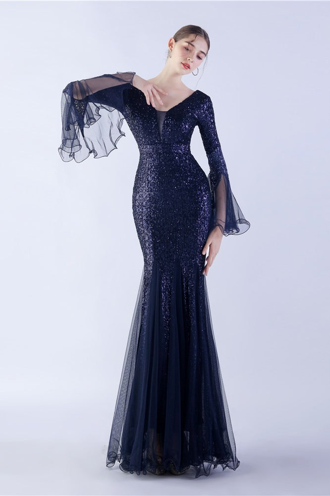 Sequin Ruffled Mesh Party Dress